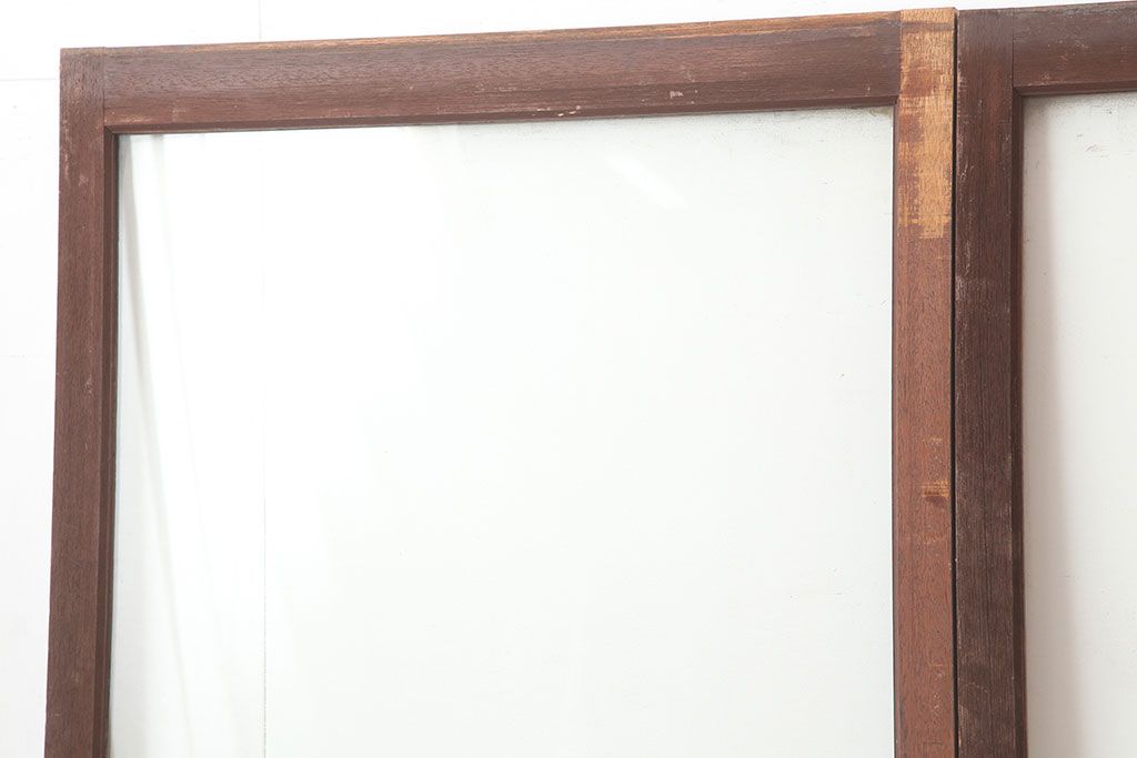 アンティーク建具　昭和中期　懐かしい雰囲気のガラス戸3枚セット(引き戸)(R-044987)