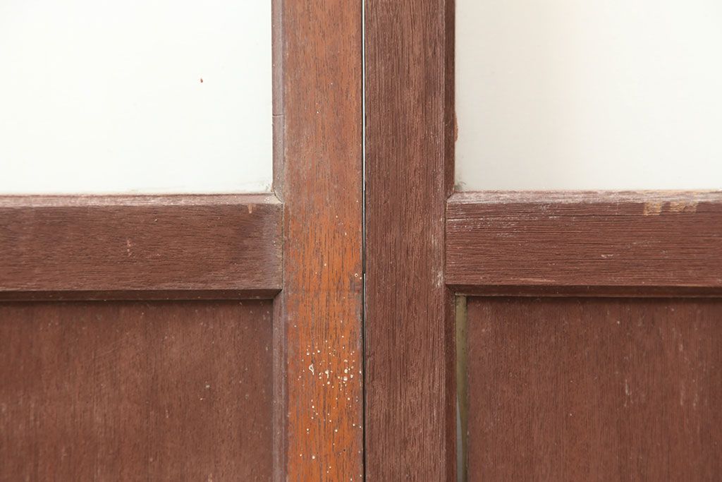 アンティーク建具　昭和中期　懐かしい雰囲気のガラス戸3枚セット(引き戸)(R-044987)