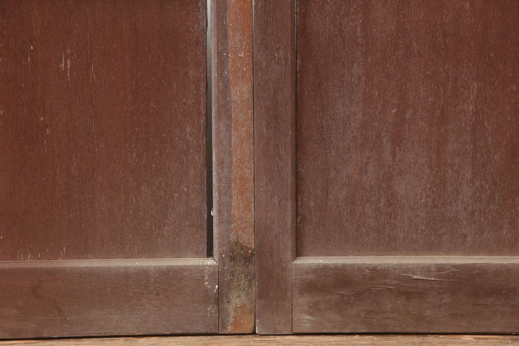 アンティーク建具　昭和中期　懐かしい雰囲気のガラス戸3枚セット(引き戸)(R-044987)