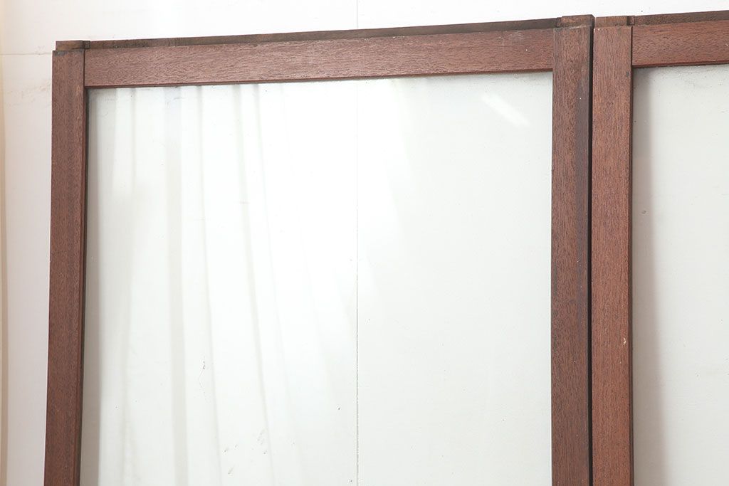 アンティーク建具　昭和中期　懐かしい雰囲気のガラス戸3枚セット(引き戸)(R-044987)