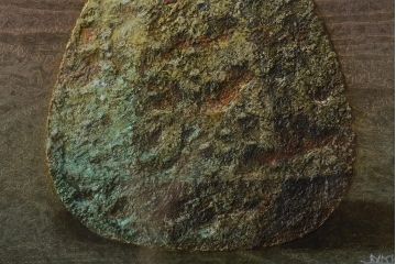 増本憲樹　面取信楽の椿　油彩　F3号(壁掛け、絵画、ディスプレイ雑貨)(R-044991)