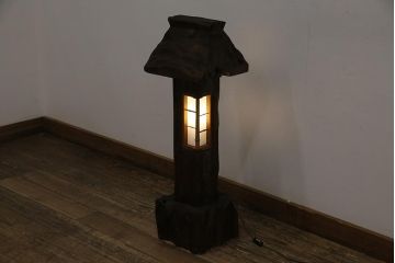 アンティーク照明　国産ビンテージ　杉材　和の風情漂う灯籠(灯篭)(R-044993)