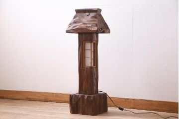 アンティーク照明　国産ビンテージ　杉材　和の風情漂う灯籠(灯篭)(R-044993)