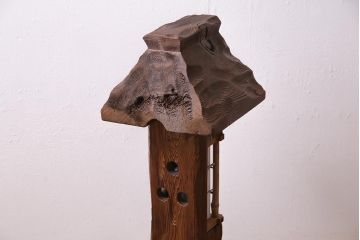アンティーク照明　国産ビンテージ　杉材　和の風情漂う灯籠(灯篭)(R-044993)
