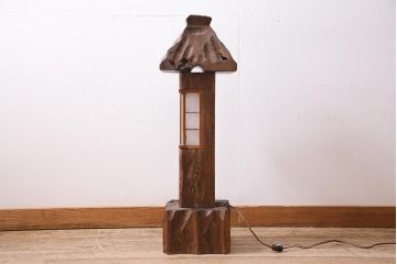 アンティーク照明　国産ビンテージ　杉材　和の風情漂う灯籠(灯篭)(R-044993)