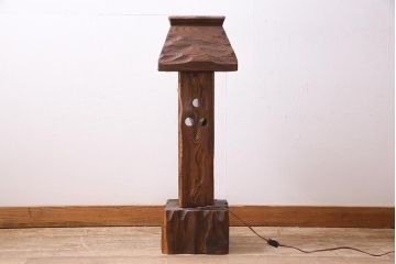 アンティーク照明　国産ビンテージ　杉材　和の風情漂う灯籠(灯篭)(R-044993)