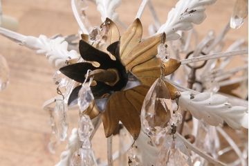 フランスアンティーク　鉄製　6灯　鍵のオブジェがついたシャビーなシャンデリア(天井照明、吊り下げ照明)(R-044994)