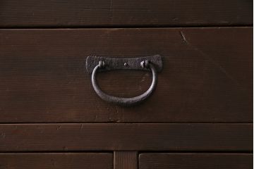 アンティーク家具　ヒノキ材　横桟引き戸が魅力的な美濃帳場箪笥・上段(収納棚、キャビネット)(R-044996)