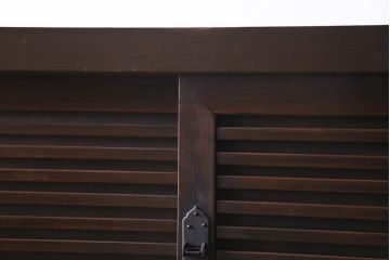 アンティーク家具　ヒノキ材　横桟引き戸が魅力的な美濃帳場箪笥・上段(収納棚、キャビネット)(R-044996)