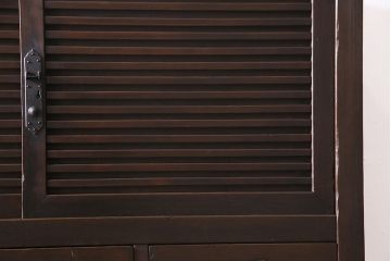 アンティーク家具　ヒノキ材　横桟引き戸が魅力的な美濃帳場箪笥・上段(収納棚、キャビネット)(R-044996)