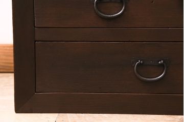 アンティーク家具　ヒノキ材　横桟引き戸が魅力的な美濃帳場箪笥・上段(収納棚、キャビネット)(R-044996)