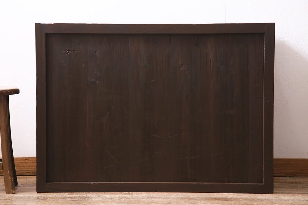 アンティーク家具　ヒノキ材　横桟引き戸が魅力的な美濃帳場箪笥・上段(収納棚、キャビネット)(R-044996)