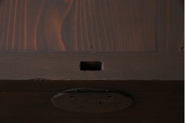 アンティーク家具　ヒノキ材　横桟引き戸が魅力的な美濃帳場箪笥・下段(収納棚、キャビネット)(R-044997)