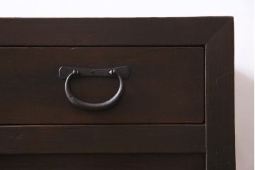 アンティーク家具　ヒノキ材　横桟引き戸が魅力的な美濃帳場箪笥・下段(収納棚、キャビネット)(R-044997)