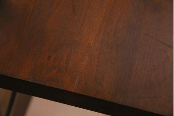 ビンテージ家具　和製　昭和中期　ヒノキ一枚板　古材を活かした鉄脚テーブル(作業台、アイアンテーブル、コンソールテーブル)(R-045001)