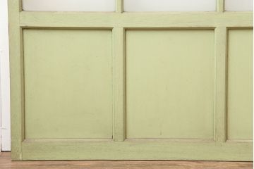 アンティーク建具　淡いグリーンが可愛らしいペイントガラス戸2枚セット(引き戸、建具)(R-045003)