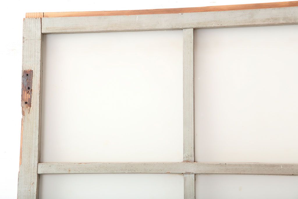 アンティーク建具　淡いグレーがおしゃれなペイントガラス戸1枚(引き戸、建具)(R-045004)