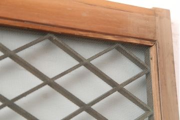 アンティーク建具　麻の葉　組子入り　和の雰囲気高めるガラス戸2枚セット(引き戸、建具)(R-045005)