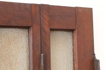 アンティーク建具　昭和初期　ヒノキ材　両開き　大正ロマンのお部屋にも合う折り戸一対(ドア、ガラス扉、建具)(R-045006)