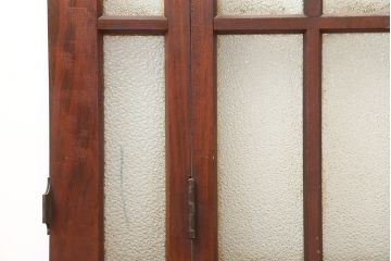 アンティーク建具　昭和初期　ヒノキ材　両開き　大正ロマンのお部屋にも合う折り戸一対(ドア、ガラス扉、建具)(R-045006)