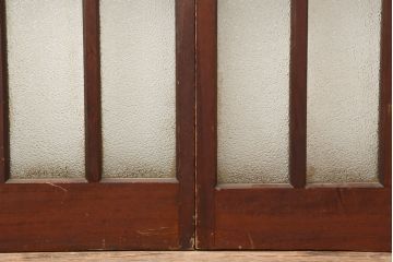 アンティーク建具　昭和初期　ヒノキ材　両開き　大正ロマンのお部屋にも合う折り戸一対(ドア、ガラス扉、建具)(R-045006)