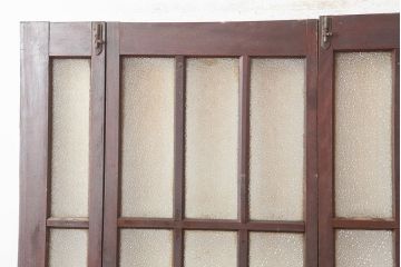 アンティーク建具　昭和初期　ヒノキ材　両開き　大正ロマンのお部屋にも合う折り戸一対(ドア、ガラス扉、建具)(R-045006)