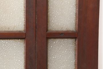 アンティーク建具　昭和初期　ヒノキ材　両開き　大正ロマンのお部屋にも合う折り戸一対(ドア、ガラス扉、建具)(R-045006)