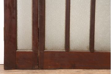 アンティーク建具　昭和初期　ヒノキ材　両開き　大正ロマンのお部屋にも合う折り戸一対(ドア、ガラス扉、建具)(R-045006)