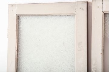 アンティーク建具　両開き　ナチュラルやフレンチインテリアに合うペイントガラス扉2枚セット(ドア、建具)(R-045007)