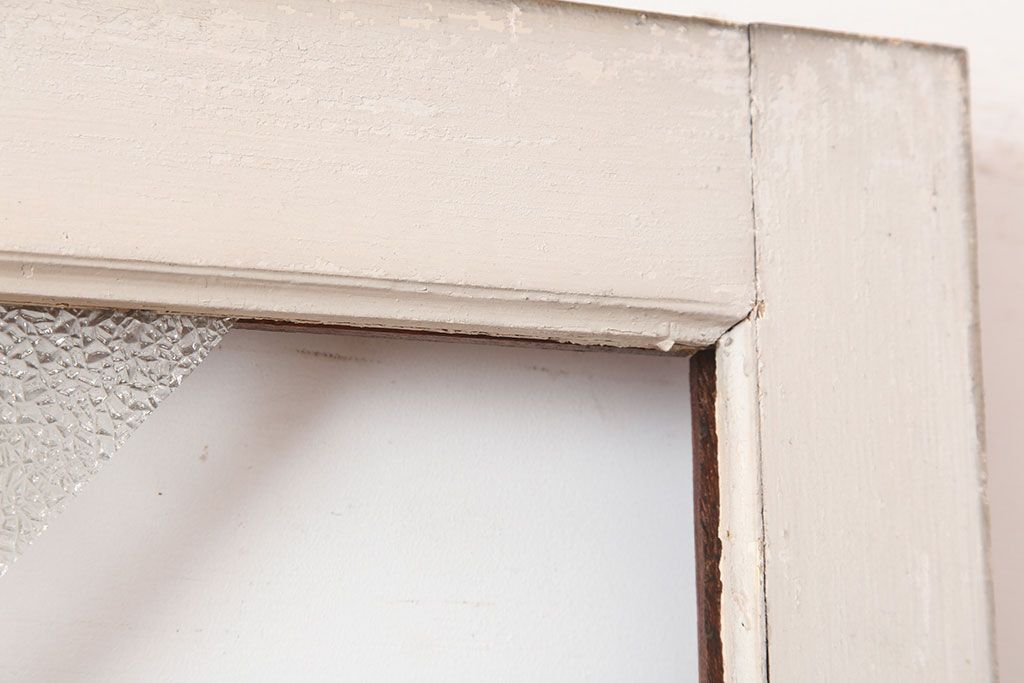 アンティーク建具　両開き　ナチュラルやフレンチインテリアに合うペイントガラス扉2枚セット(ドア、建具)(R-045007)