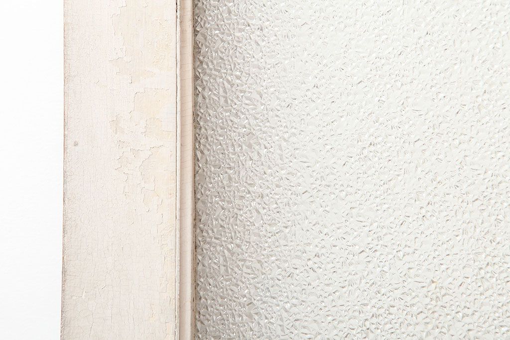 アンティーク建具　両開き　ナチュラルやフレンチインテリアに合うペイントガラス扉2枚セット(ドア、建具)(R-045007)