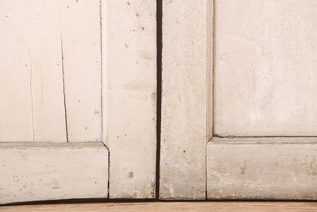 アンティーク建具　両開き　ナチュラルやフレンチインテリアに合うペイントガラス扉2枚セット(ドア、建具)(R-045007)