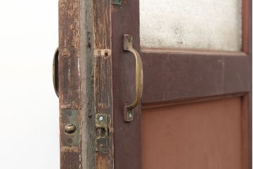 アンティーク建具　両開き　ナチュラルやフレンチインテリアに合うペイントガラス扉2枚セット(ドア、建具)(R-045007)