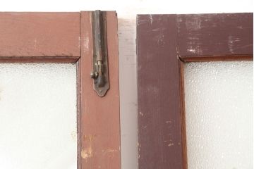 アンティーク建具　両開き　ナチュラルやフレンチインテリアに合うペイントガラス扉2枚セット(ドア、建具)(R-045007)