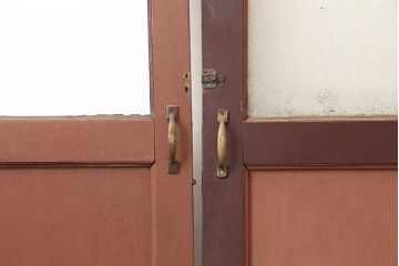 アンティーク建具　両開き　ナチュラルやフレンチインテリアに合うペイントガラス扉2枚セット(ドア、建具)(R-045007)