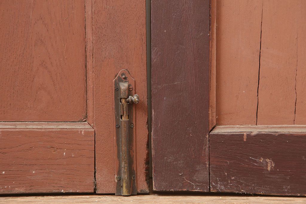 アンティーク建具　両開き　ナチュラルやフレンチインテリアに合うペイントガラス扉2枚セット(ドア、建具)(R-045007)