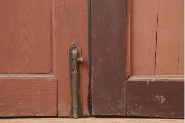 アンティーク建具　両開き　ナチュラルやフレンチインテリアに合うペイントガラス扉2枚セット(ドア、建具)(R-045007)