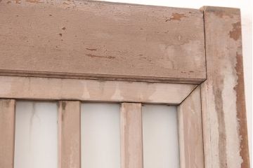 アンティーク建具　昭和中期　ペイント　古びた風合いのペイントが魅力のガラス戸4枚セット(引き戸)(R-045009)