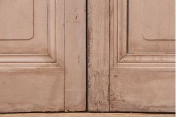 アンティーク建具　昭和中期　ペイント　古びた風合いのペイントが魅力のガラス戸4枚セット(引き戸)(R-045009)