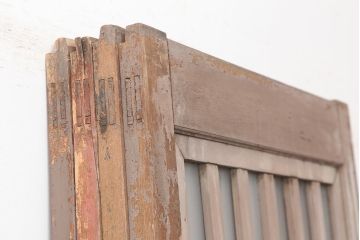 アンティーク建具　昭和中期　ペイント　古びた風合いのペイントが魅力のガラス戸4枚セット(引き戸)(R-045009)