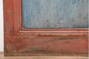 アンティーク建具　昭和中期　ペイント　古びた風合いのペイントが魅力のガラス戸4枚セット(引き戸)(R-045009)