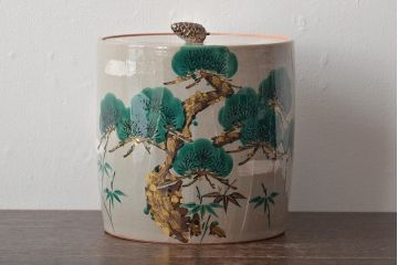 南口閑粋作　乾山老松　水指　共箱　茶道具(R-045010)