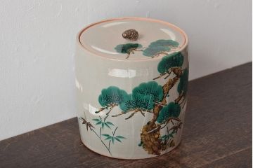 南口閑粋作　乾山老松　水指　共箱　茶道具(R-045010)