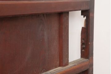 アンティーク建具　明治期　総ケヤキ材　 珍しい裏障子付きの格子蔵戸(建具、玄関戸)(R-045021)