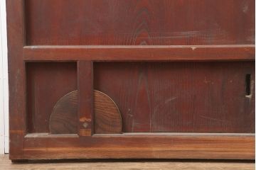 アンティーク建具　明治期　総ケヤキ材　 珍しい裏障子付きの格子蔵戸(建具、玄関戸)(R-045021)