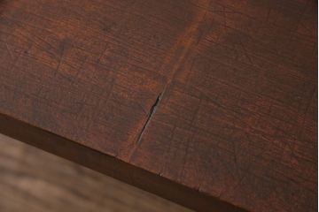 アンティーク家具　古材一枚板リメイク　朴の木材を活かしたシンプルな鉄脚テーブル(コンソールテーブル)(R-045023)