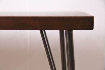 アンティーク家具　特大!　古材一枚板リメイク　朴の木材を活かしたシンプルな鉄脚テーブル(コンソールテーブル)(R-045024)