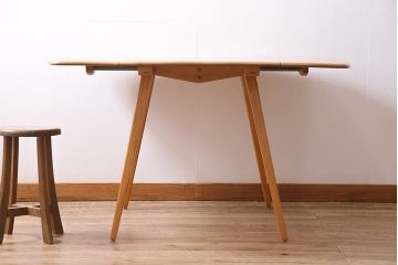 ヴィンテージ家具　イギリスビンテージ　ERCOL(アーコール)　エルム材　スクエアドロップリーフテーブル(バタフライテーブル)(R-045030)