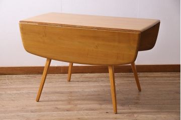 ヴィンテージ家具　イギリスビンテージ　ERCOL(アーコール)　エルム材　スクエアドロップリーフテーブル(バタフライテーブル)(R-045030)
