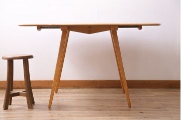 ヴィンテージ家具　イギリスビンテージ　ERCOL(アーコール)　エルム材　スクエアドロップリーフテーブル(バタフライテーブル)(R-045030)